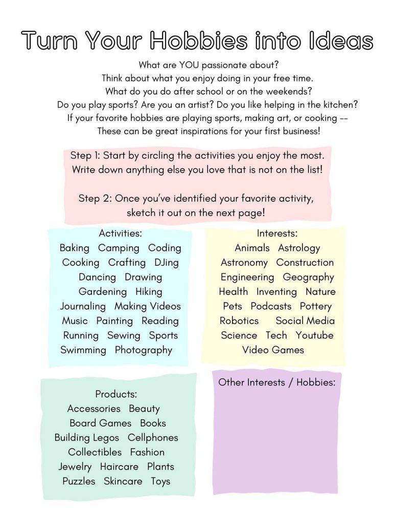 Turn hobbies into ideas