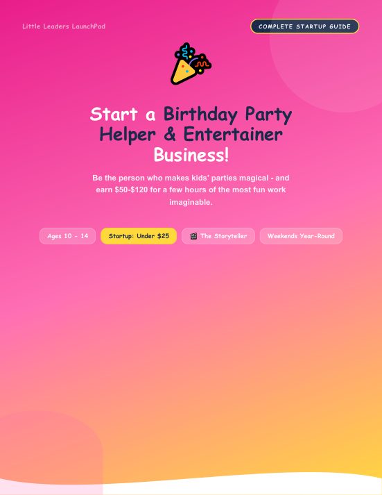 Birthday Party Helper & Entertainer guide cover