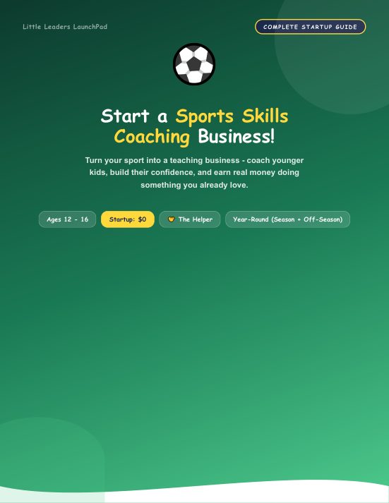 Sports Skills Coach for Younger Kids guide cover