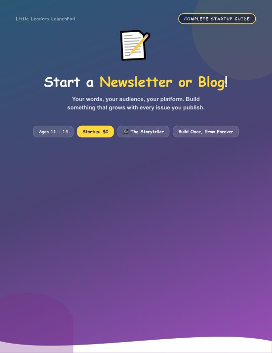 Newsletter or Blog for Kids guide cover